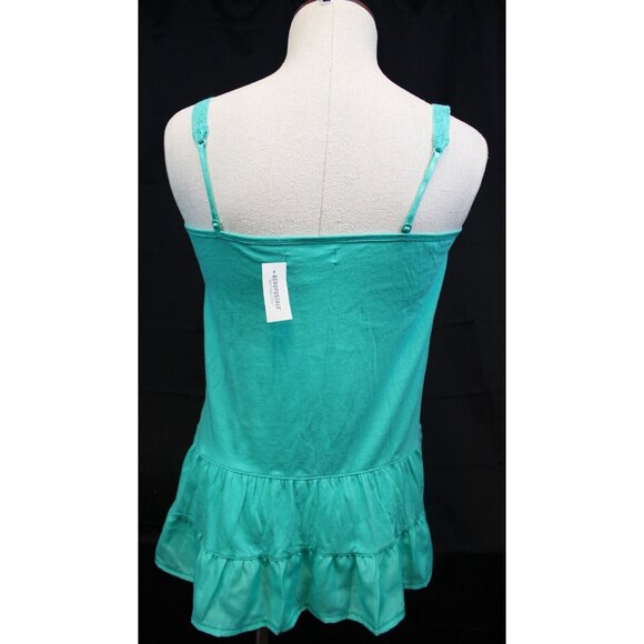 Aeropostale Teal Tank Top sz S Lace Sleeves Stretch Ruffle Casual Comfort Spring - Picture 6 of 9